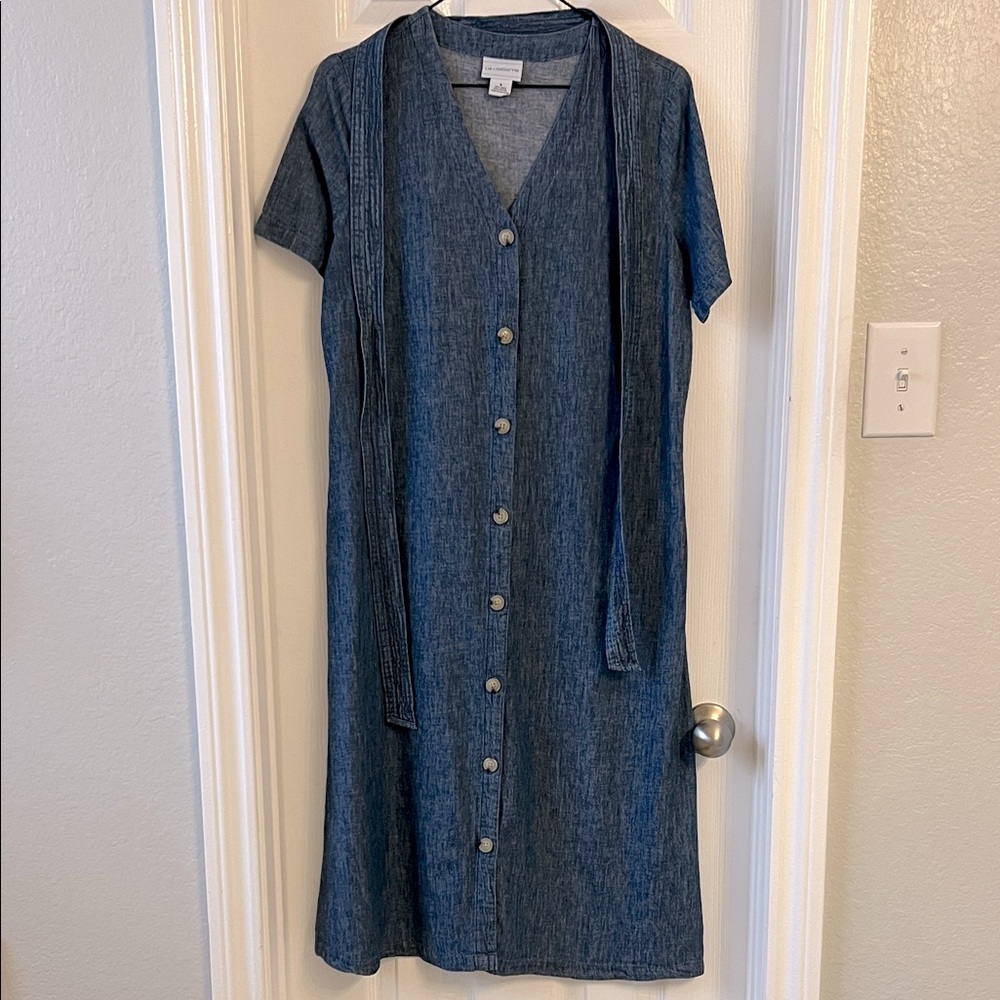 Liz Claiborne Blue Button-Front Midi Dress